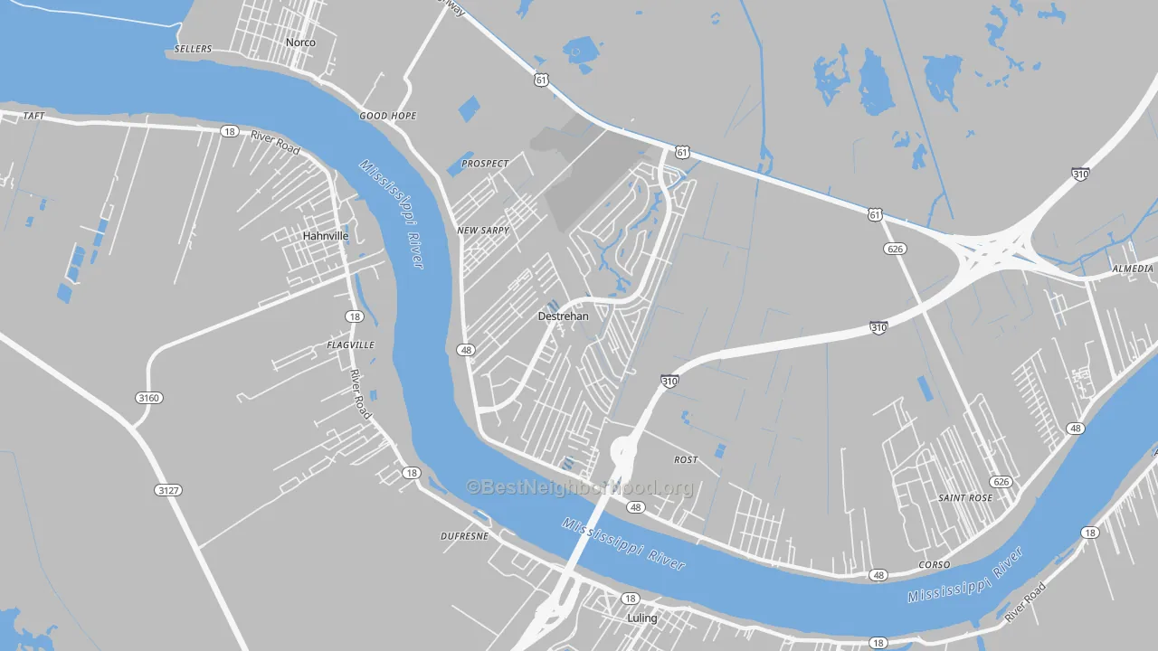 Transit Grade map of Destrehan, LA
