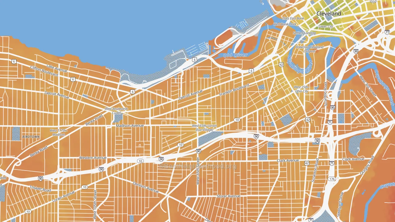 Transit Grade map of Detroit Shoreway, Cleveland, OH