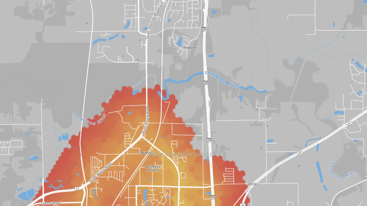 Transit Grade map of Devereux Heights, IL