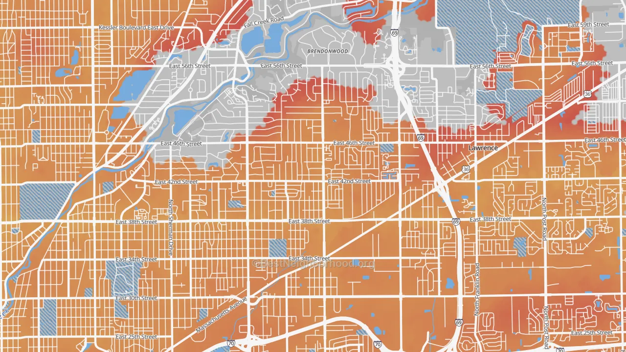 Transit Grade map of Devington, Indianapolis, IN