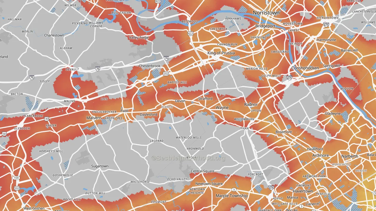 Transit Grade map of Devon, PA
