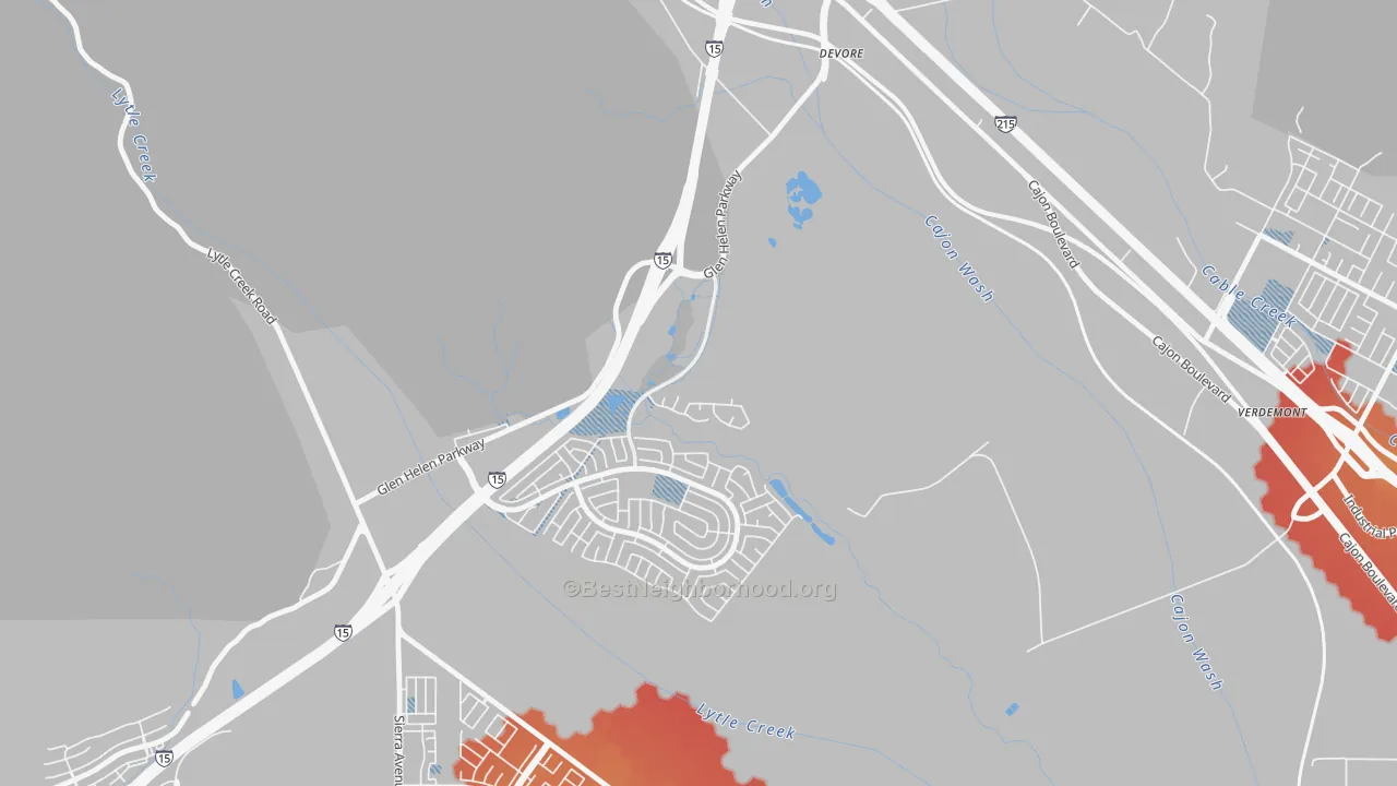 Transit Grade map of Devore, CA