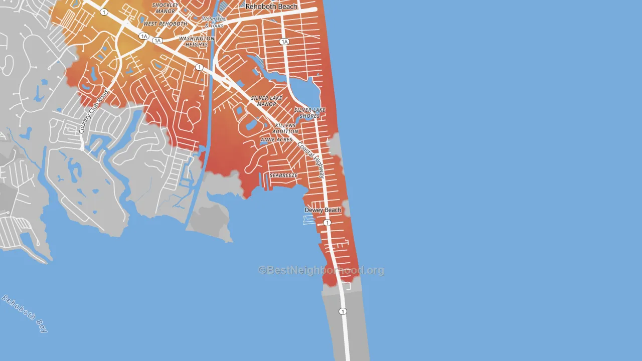 Transit Grade map of Dewey Beach, DE