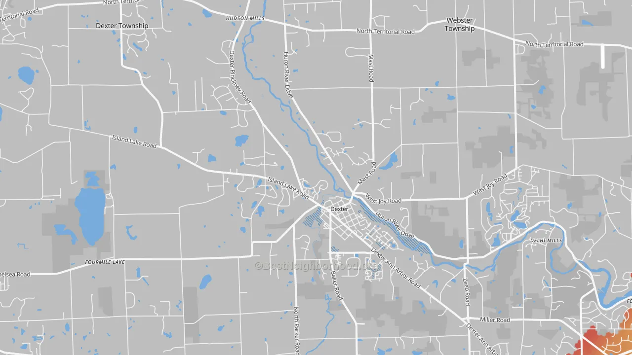 Transit Grade map of Dexter, MI