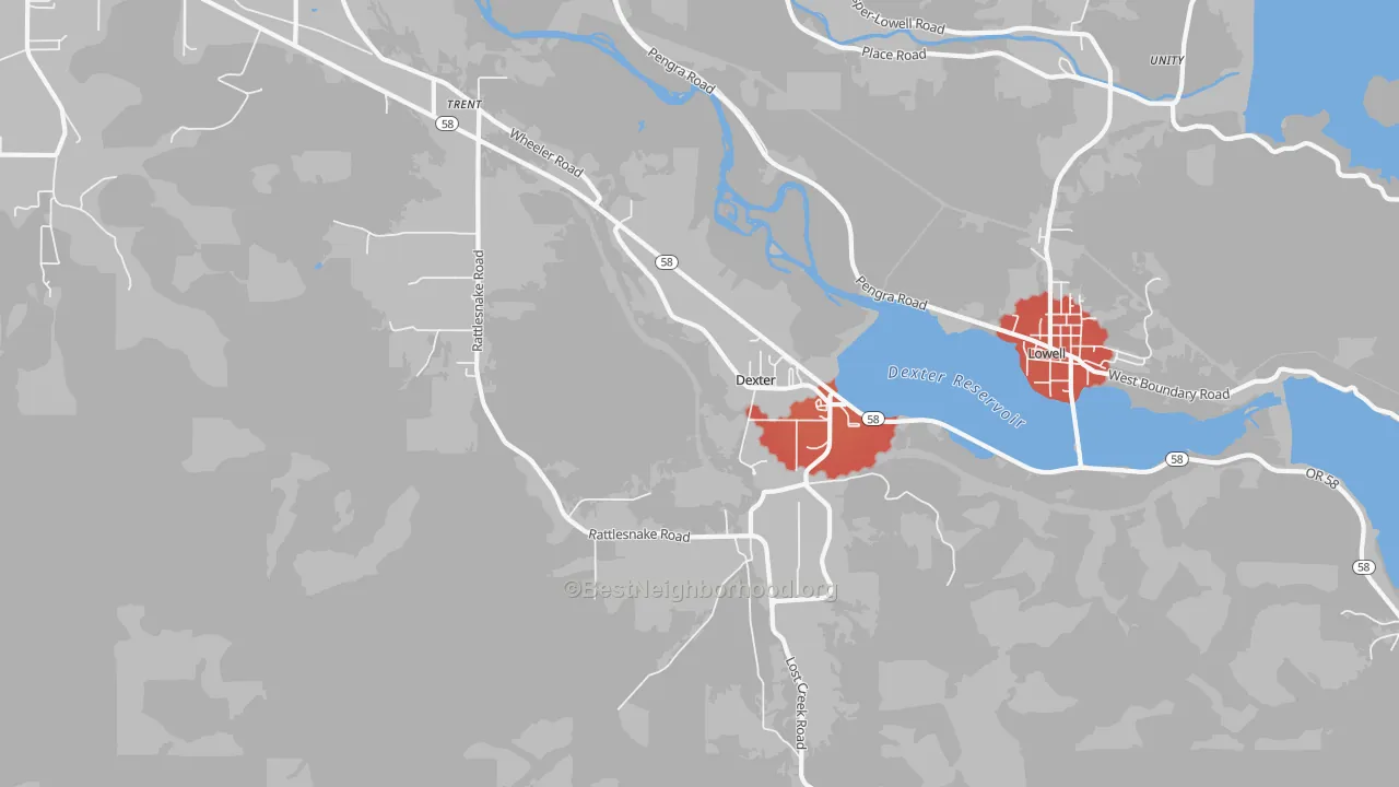 Transit Grade map of Dexter, OR