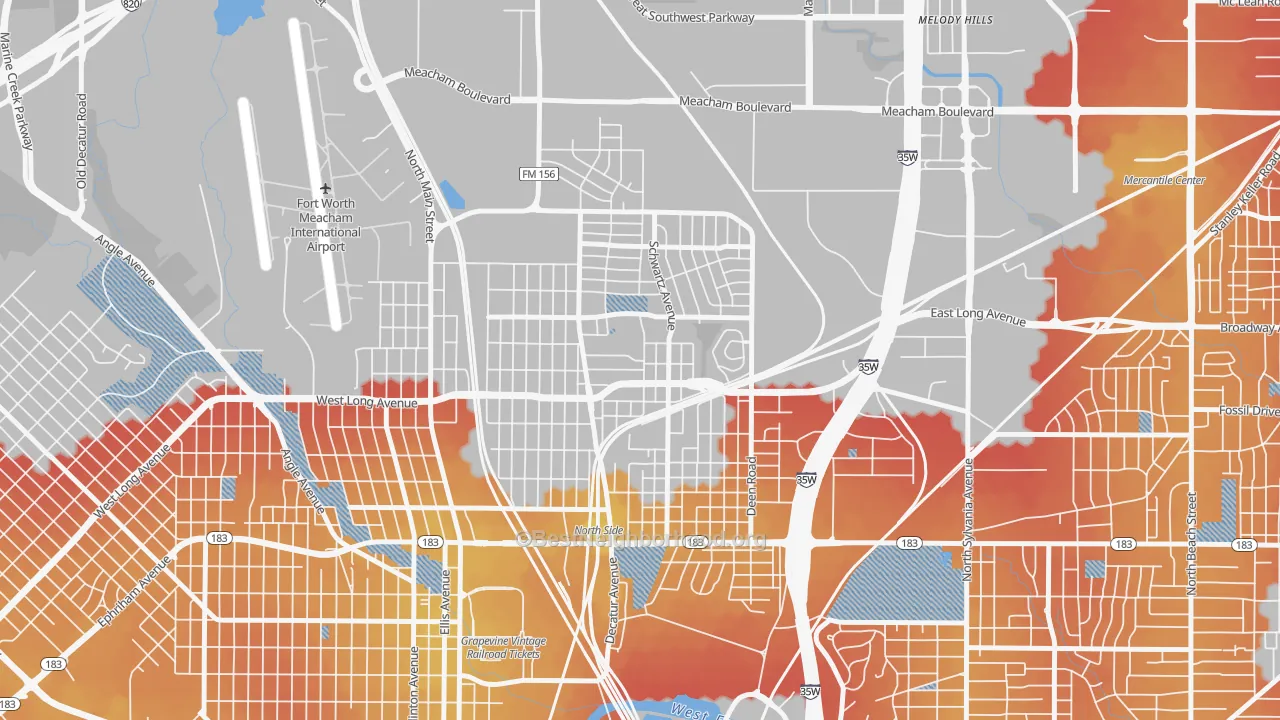 Transit Grade map of Diamond Hill-Jarvis, Fort Worth, TX