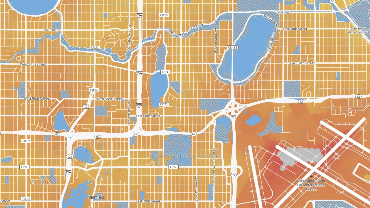 Transit Grade map of Diamond Lake, Minneapolis, MN