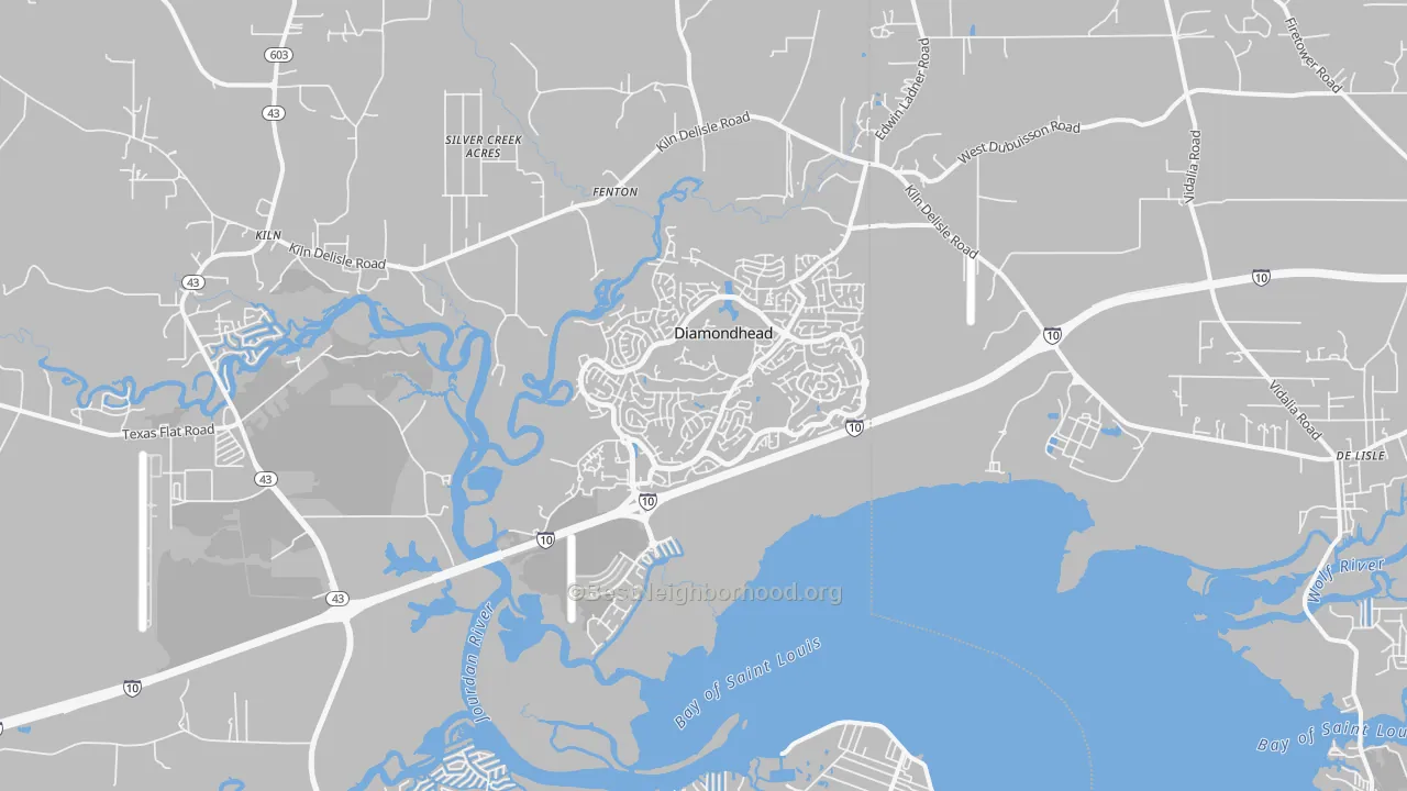 Transit Grade map of Diamondhead, MS