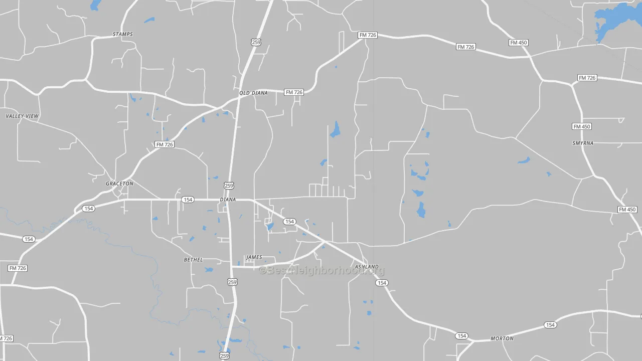 Transit Grade map of Diana, TX