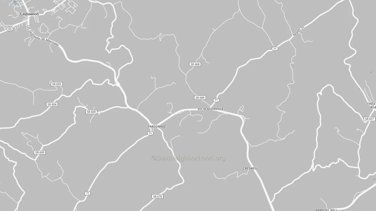 Transit Grade map of Dickensonville, VA