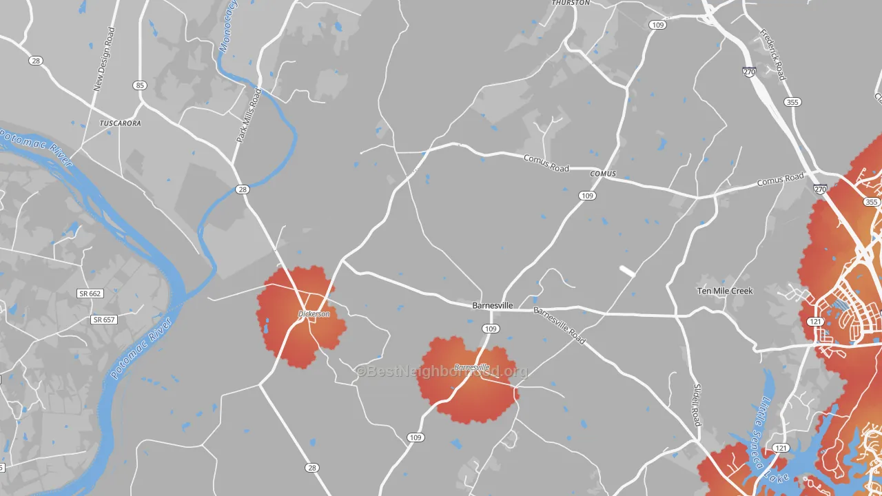 Transit Grade map of Dickerson, MD