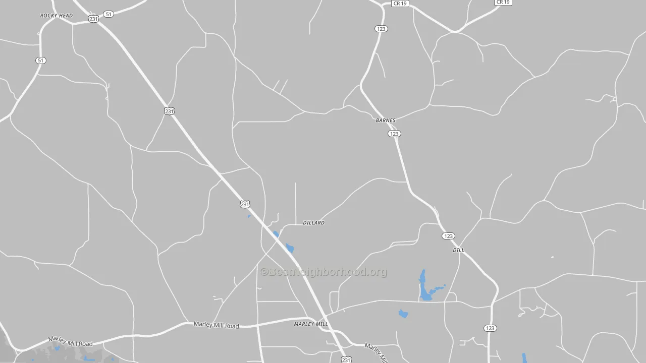 Transit Grade map of Dillard, AL