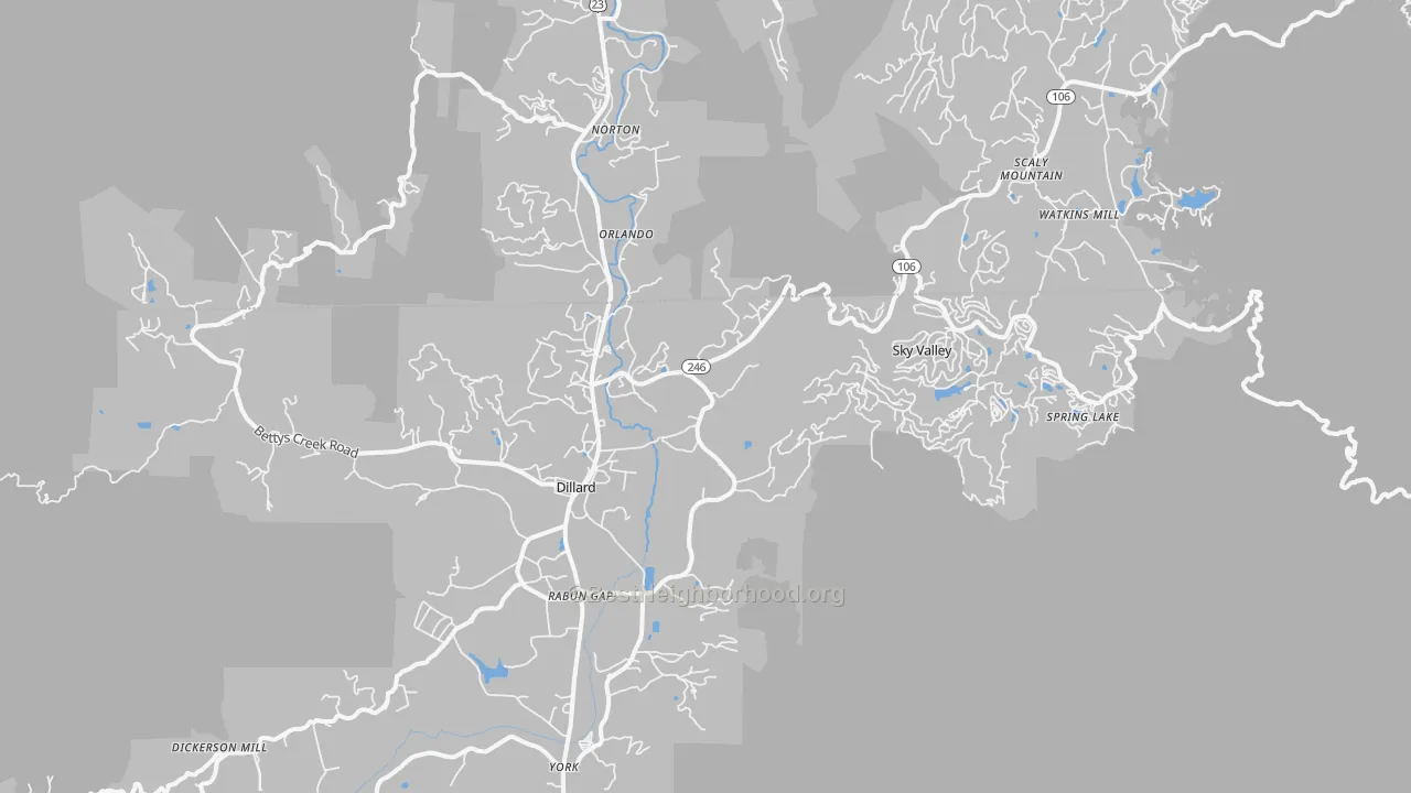 Transit Grade map of Dillard, GA