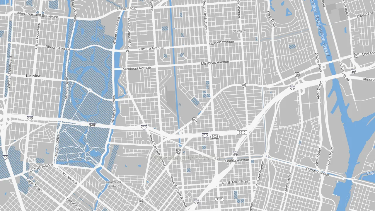 Transit Grade map of Dillard, New Orleans, LA