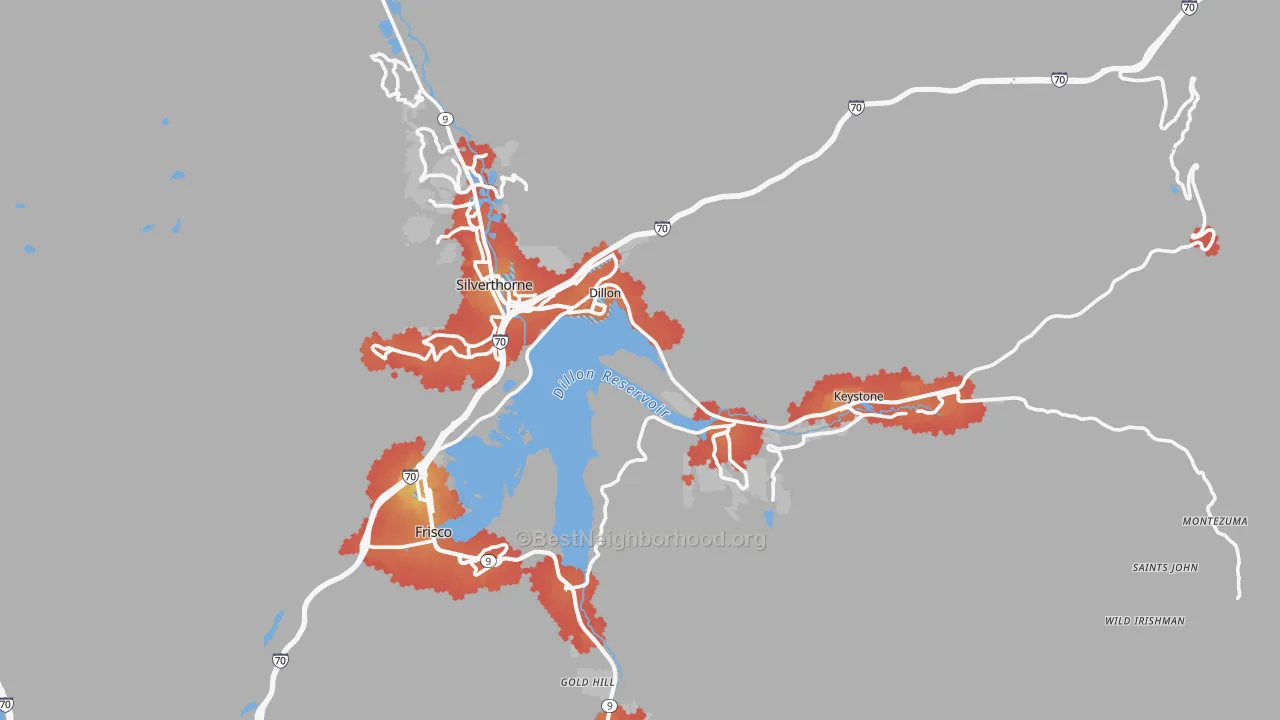 Transit Grade map of Dillon, CO