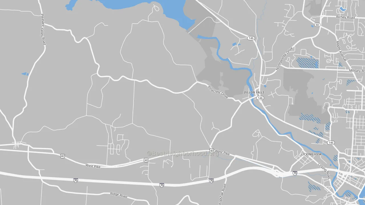 Transit Grade map of Dillon Falls, OH