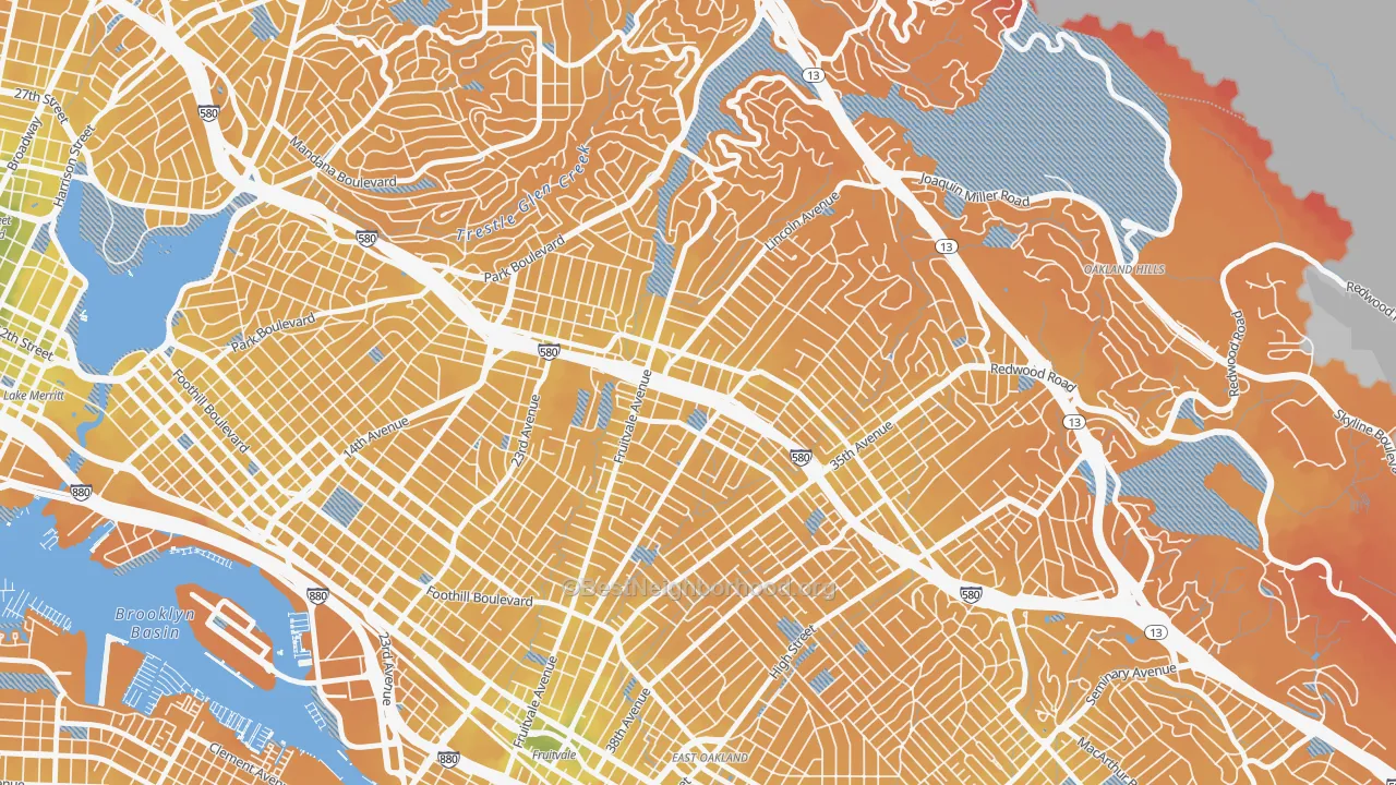 Transit Grade map of Dimond, Oakland, CA