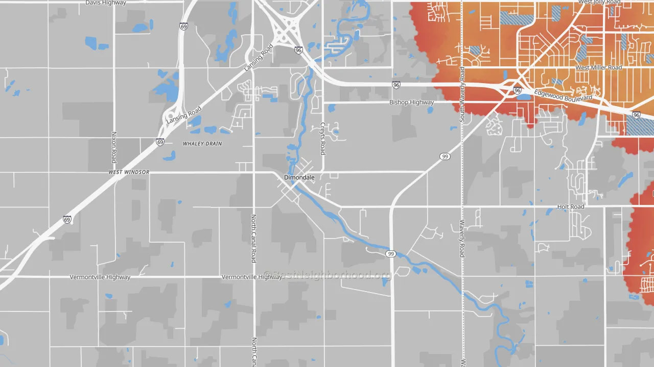 Transit Grade map of Dimondale, MI