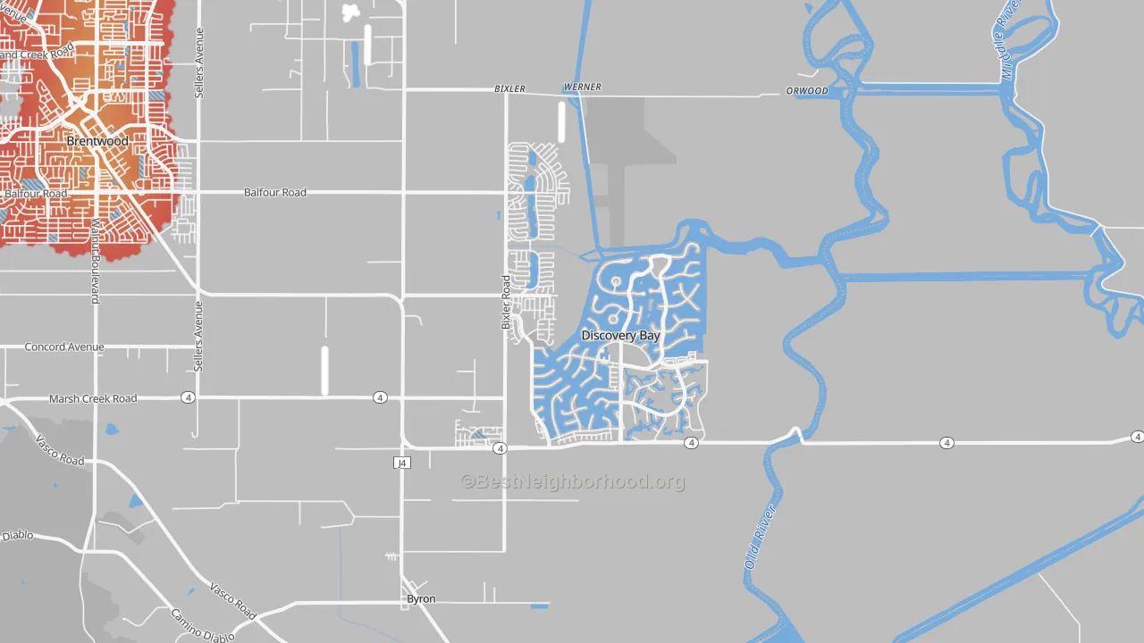 Transit Grade map of Discovery Bay, CA