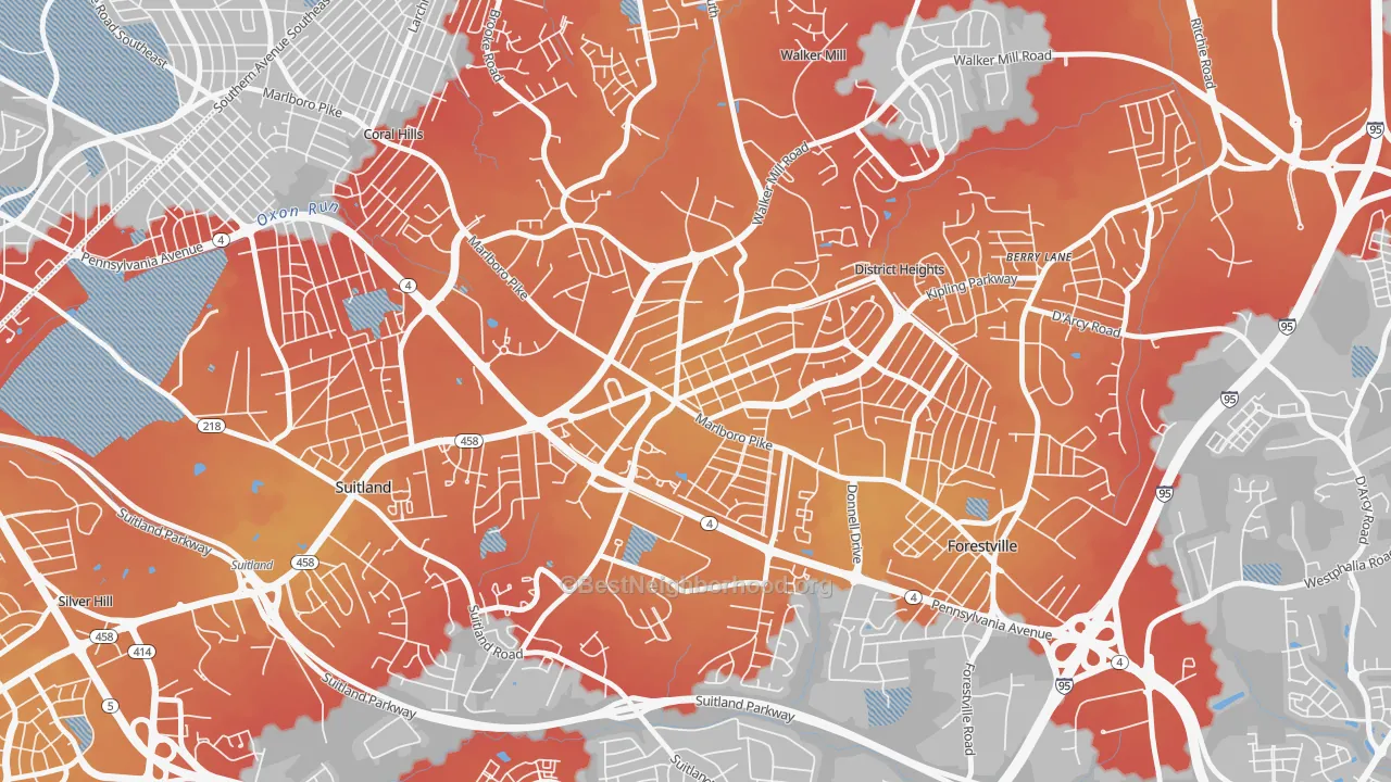 Transit Grade map of District Heights, MD