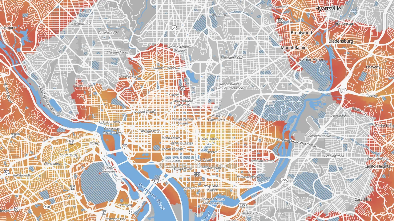 Transit Grade map of District of Columbia, DC