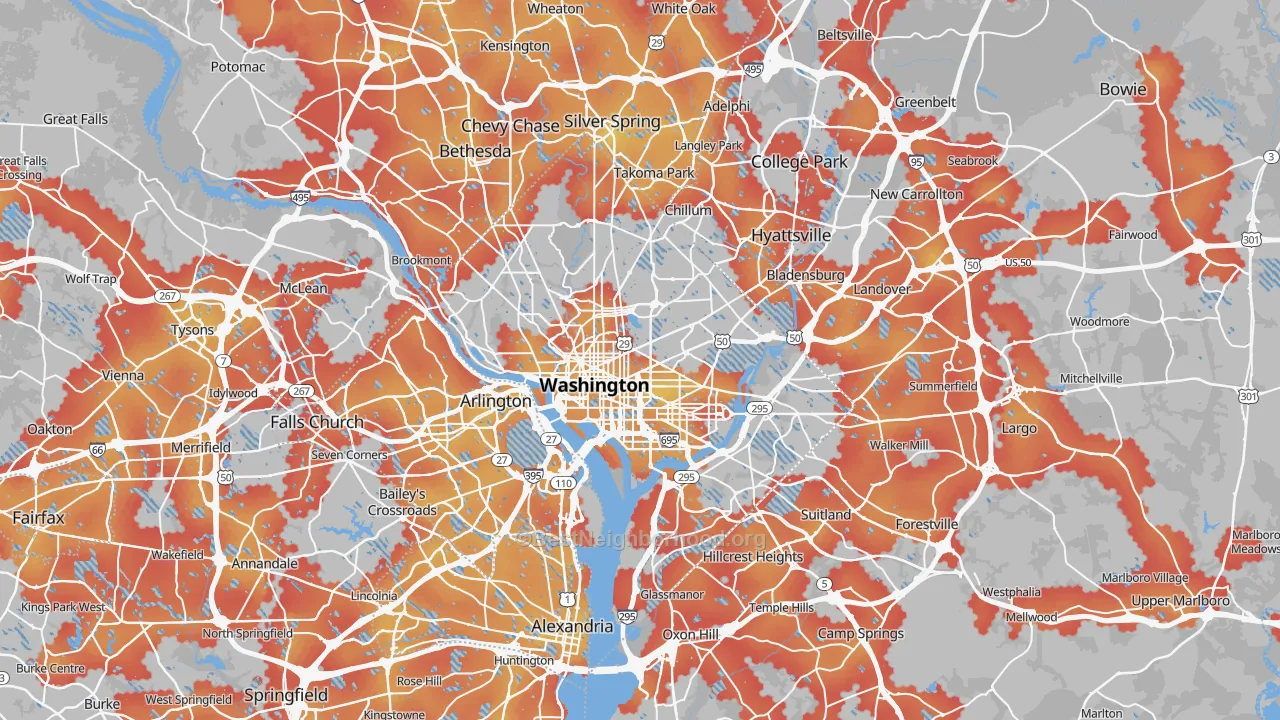 Transit Grade map of District of Columbia
