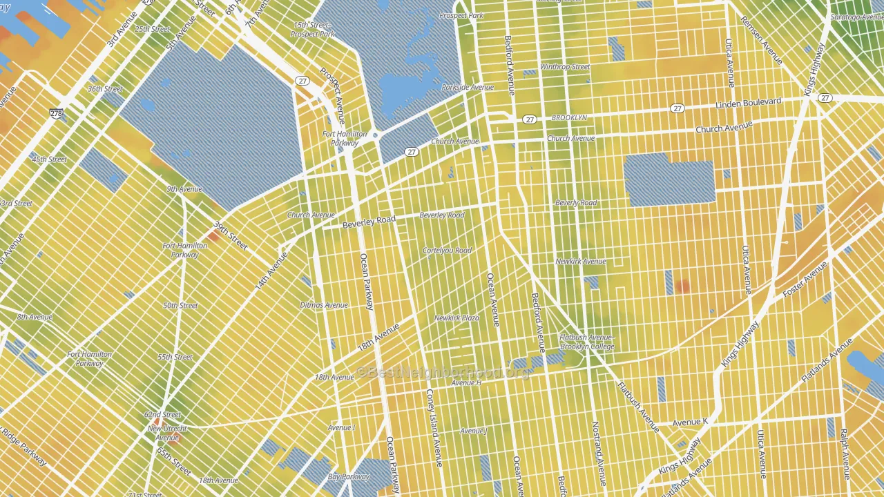 Transit Grade map of Ditmas Park, Brooklyn, NY