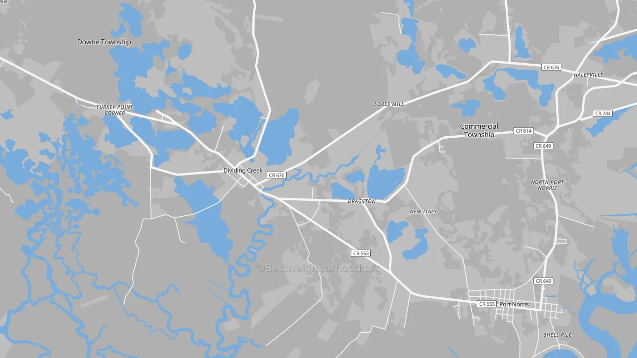 Transit Grade map of Dividing Creek, NJ