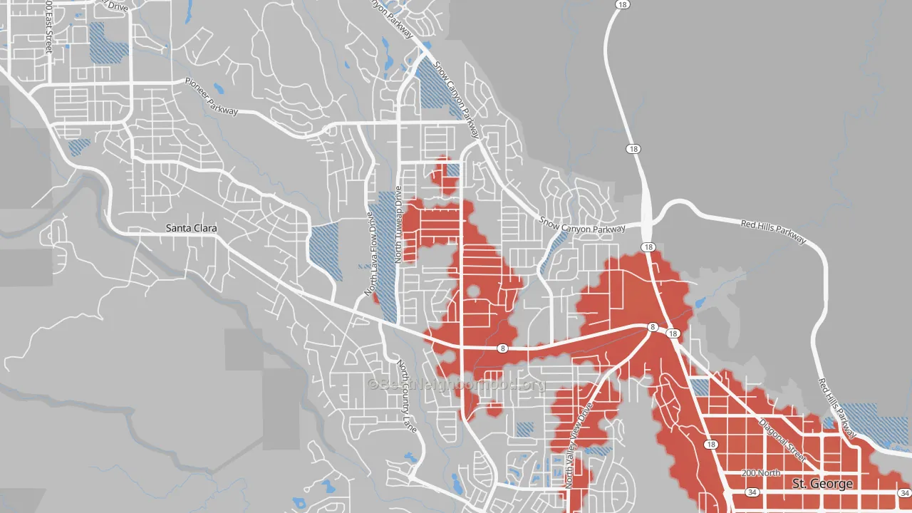 Transit Grade map of Dixie Downs, St. George, UT