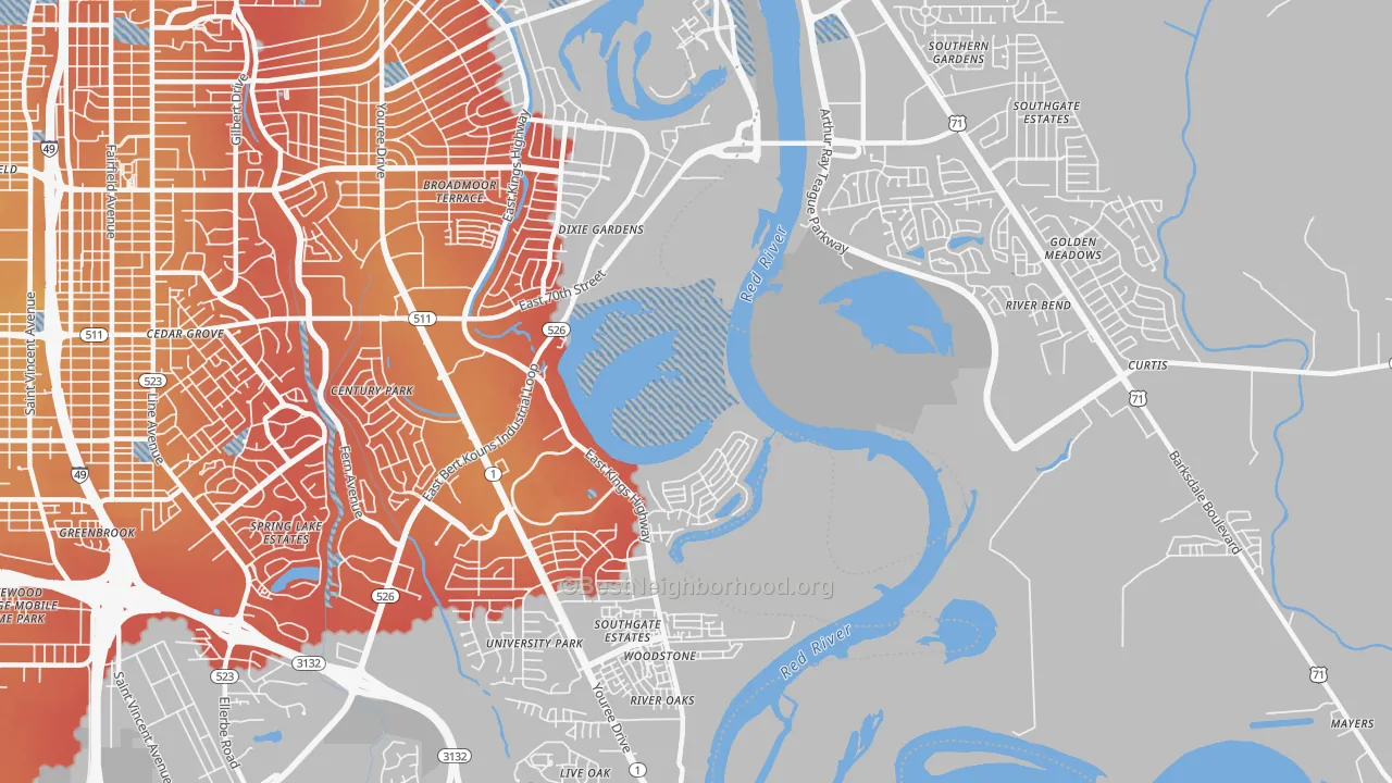 Transit Grade map of Dixie Gardens, LA
