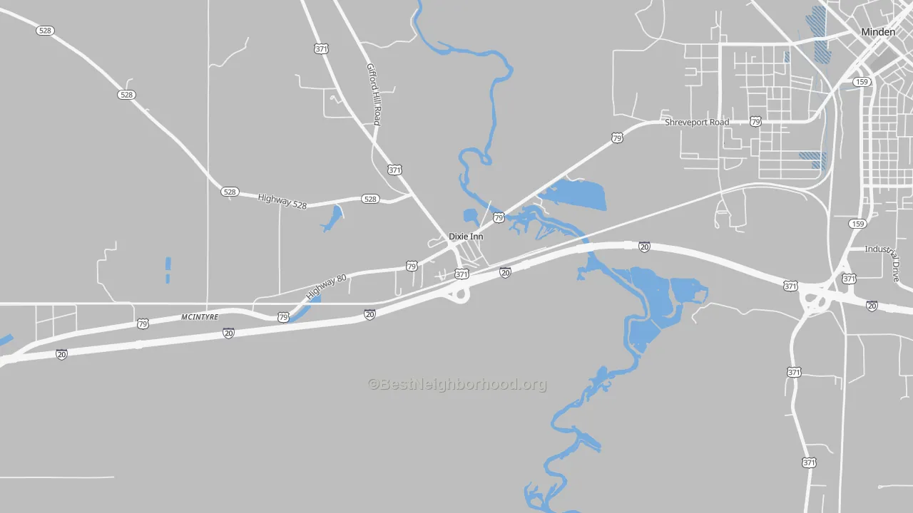 Transit Grade map of Dixie Inn, LA