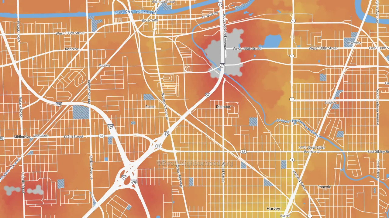 Transit Grade map of Dixmoor, IL