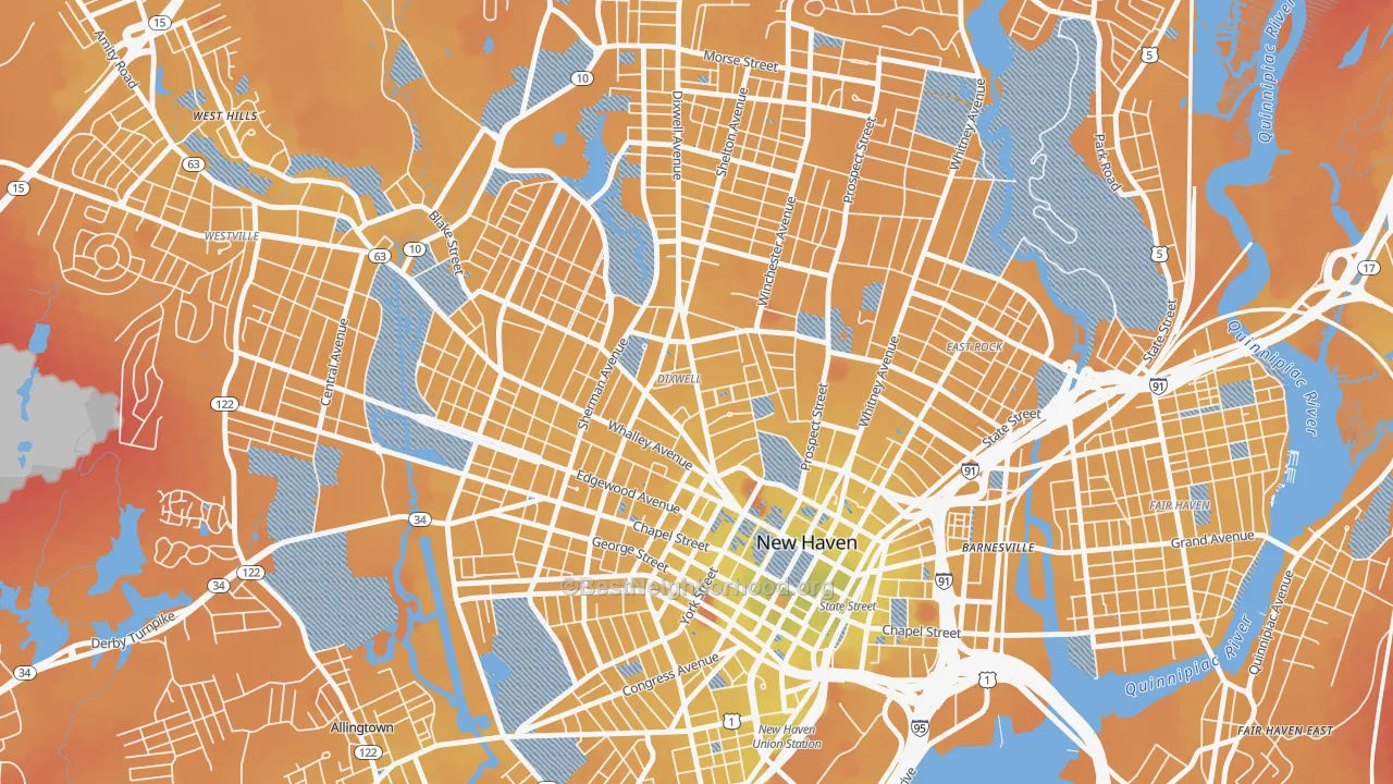 Transit Grade map of Dixwell, New Haven, CT