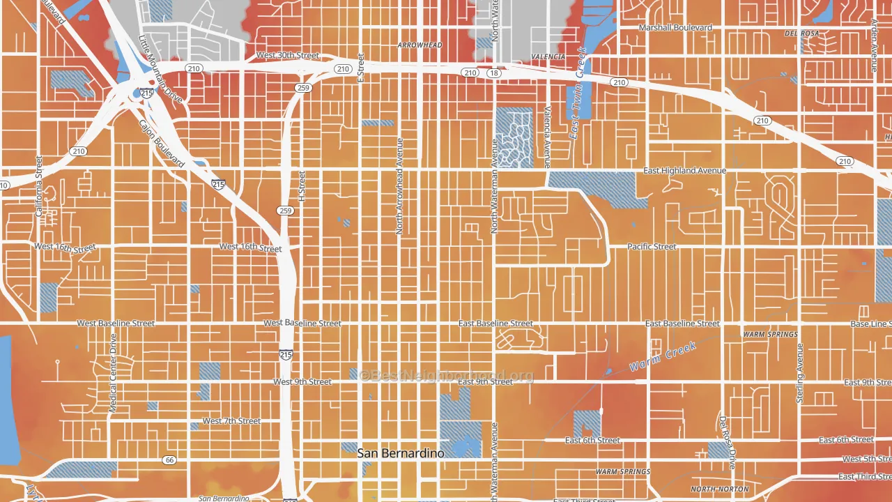 Transit Grade map of DMV, San Bernardino, CA