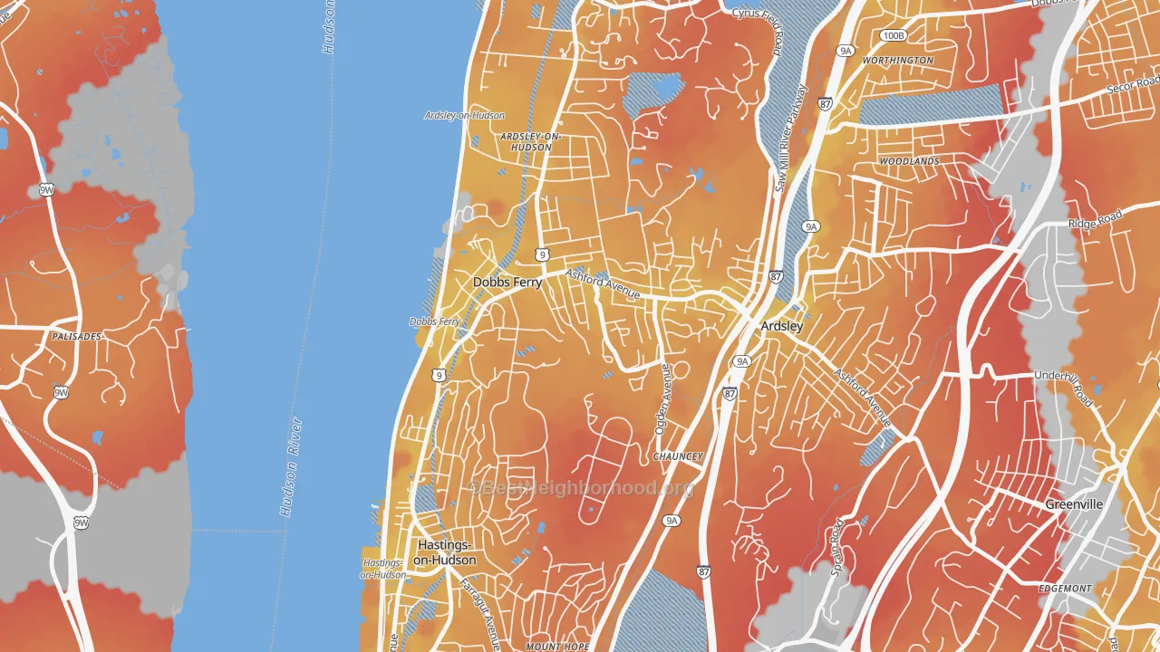 Transit Grade map of Dobbs Ferry, NY