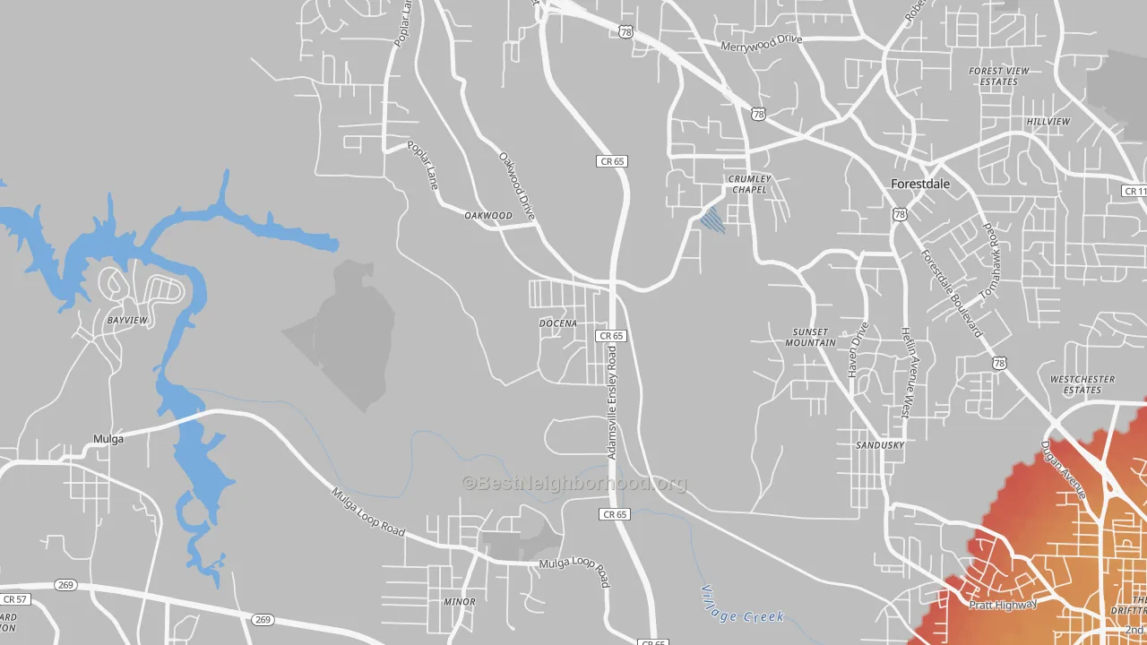 Transit Grade map of Docena, AL