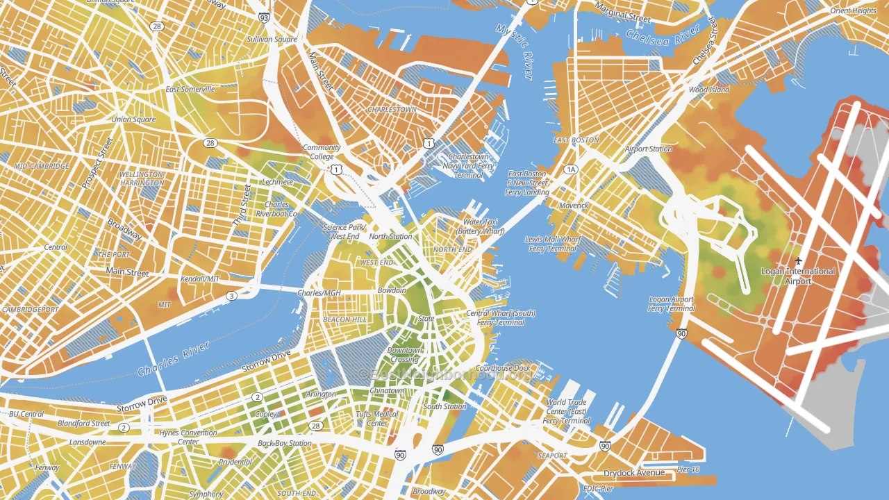 Transit Grade map of Dock Square, Boston, MA