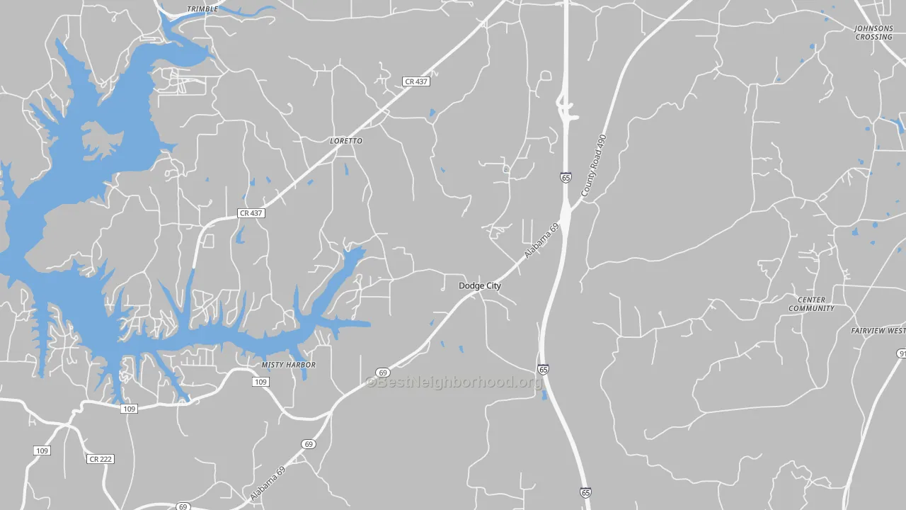 Transit Grade map of Dodge City, AL