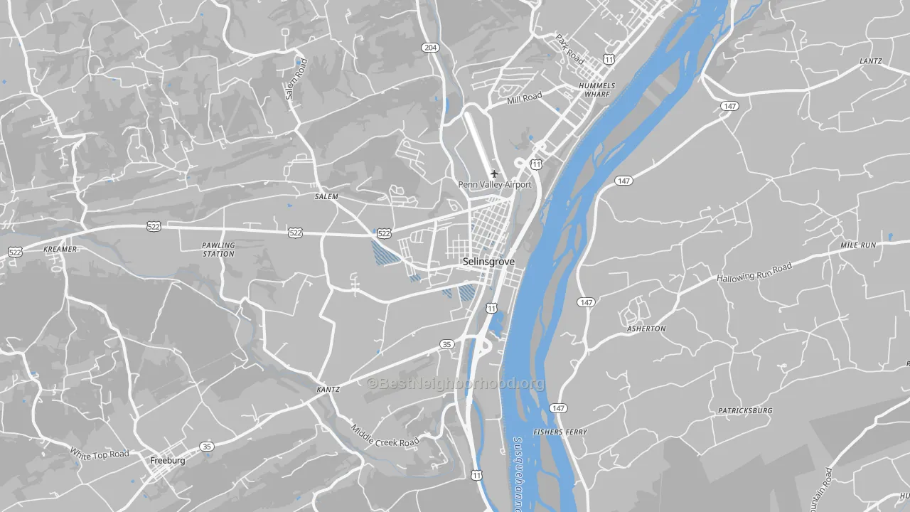 Transit Grade map of Dogtown, Selinsgrove, PA