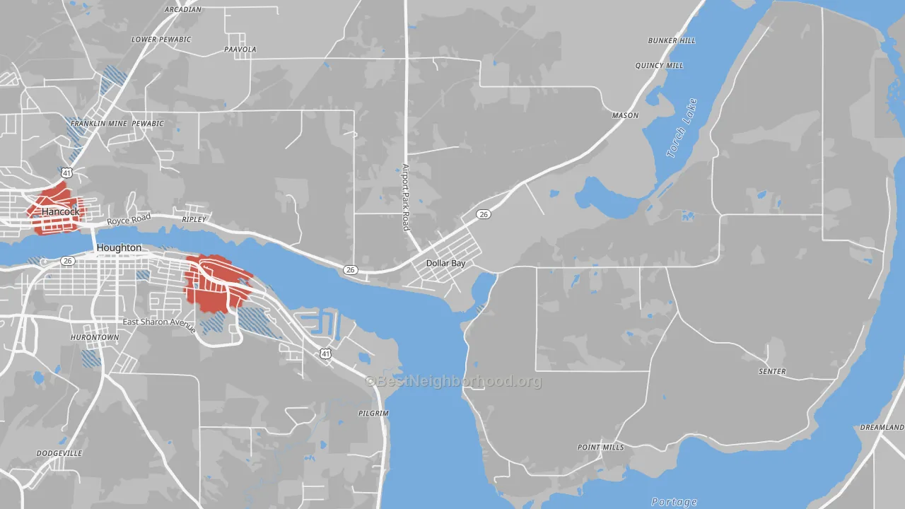 Transit Grade map of Dollar Bay, MI