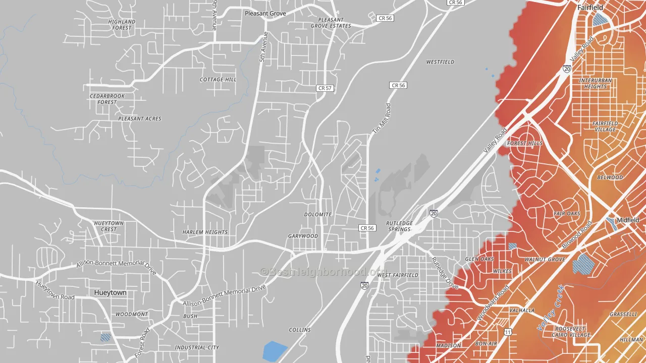 Transit Grade map of Dolomite, AL