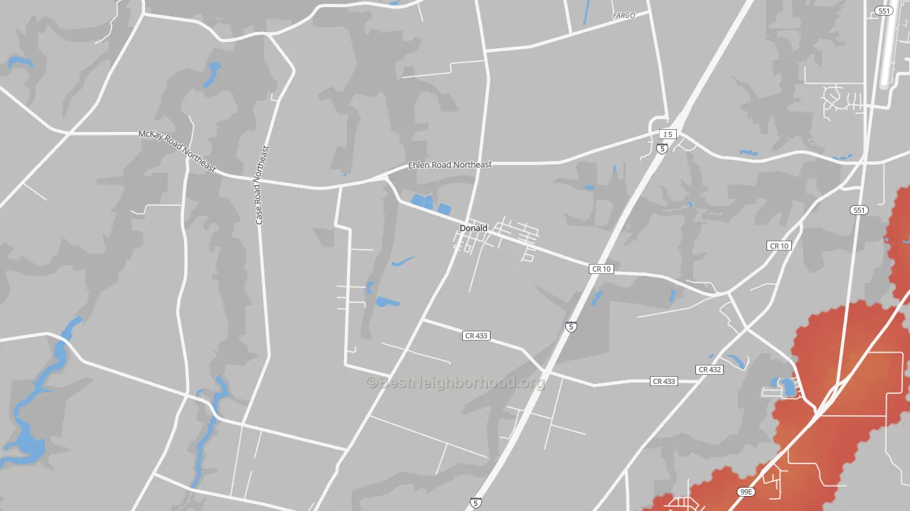 Transit Grade map of Donald, OR