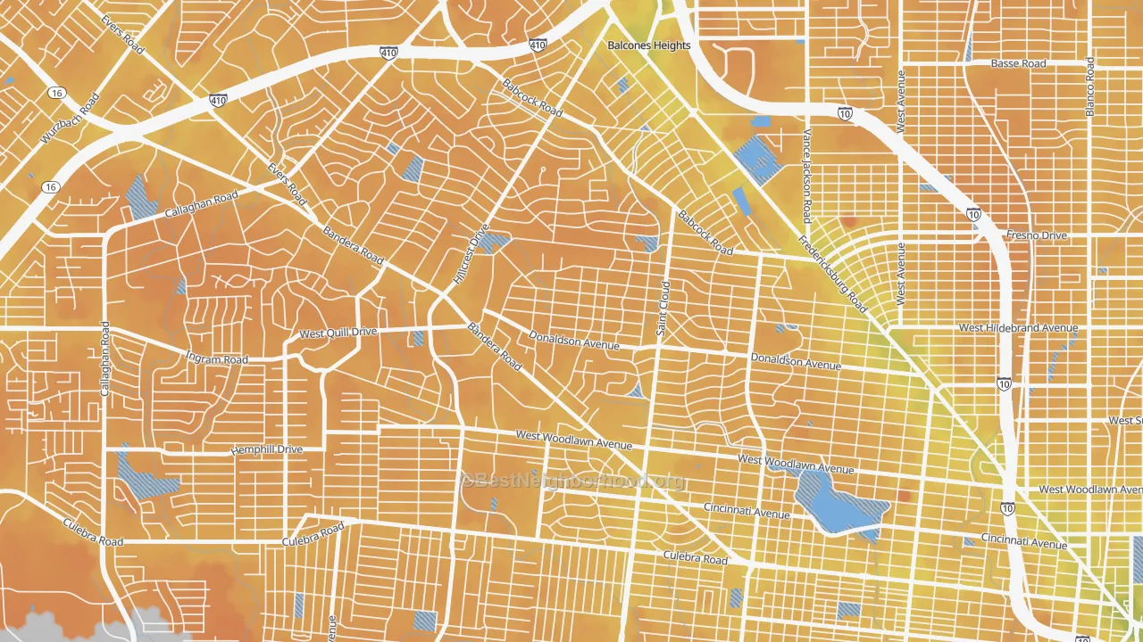 Transit Grade map of Donaldson Terrace, San Antonio, TX