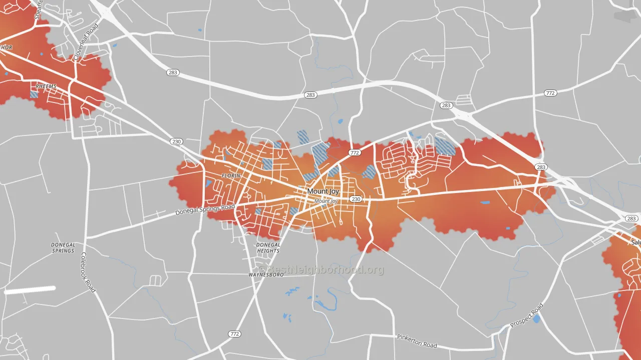 Transit Grade map of Donegal Springs, PA