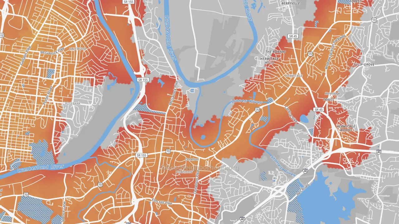 Transit Grade map of Donelson, Nashville, TN