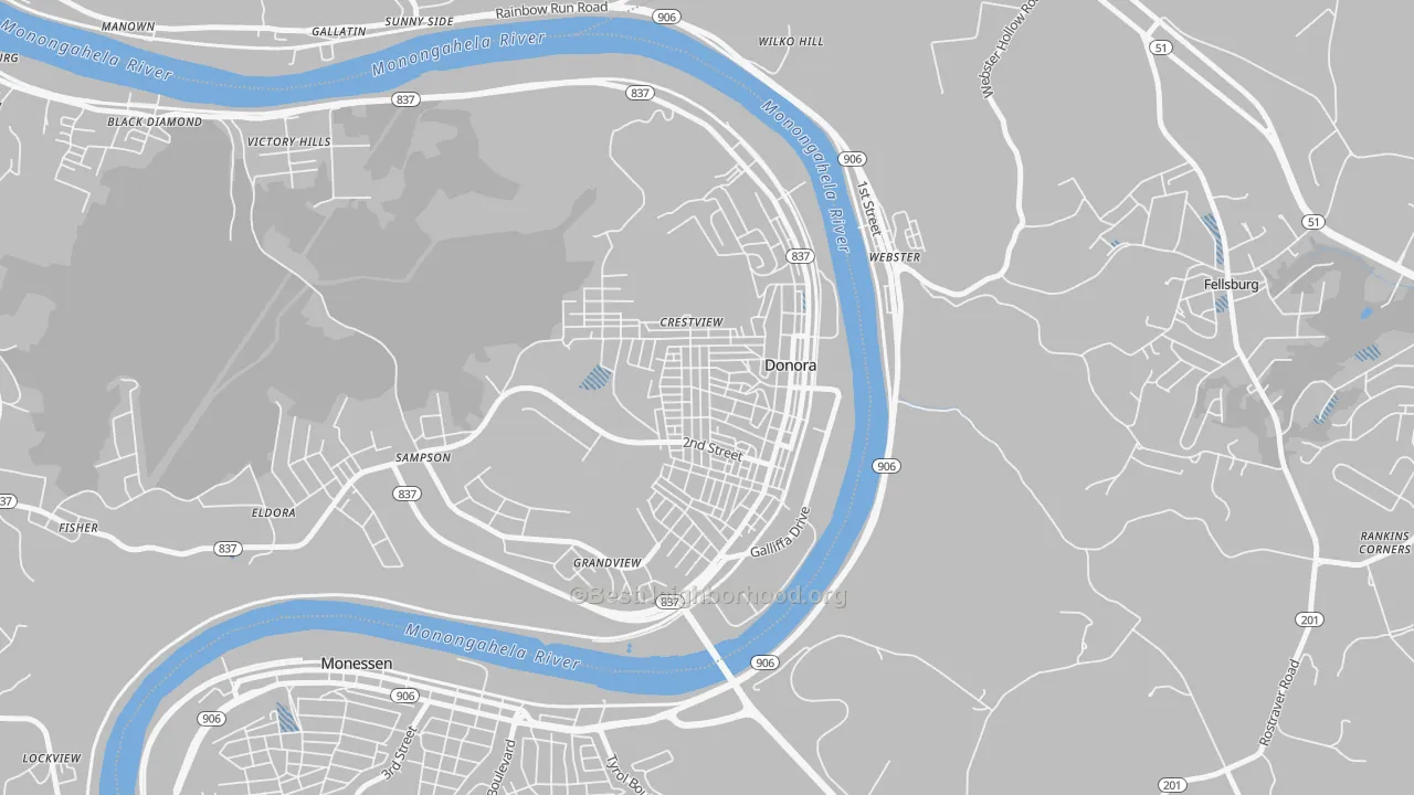 Transit Grade map of Donora, PA