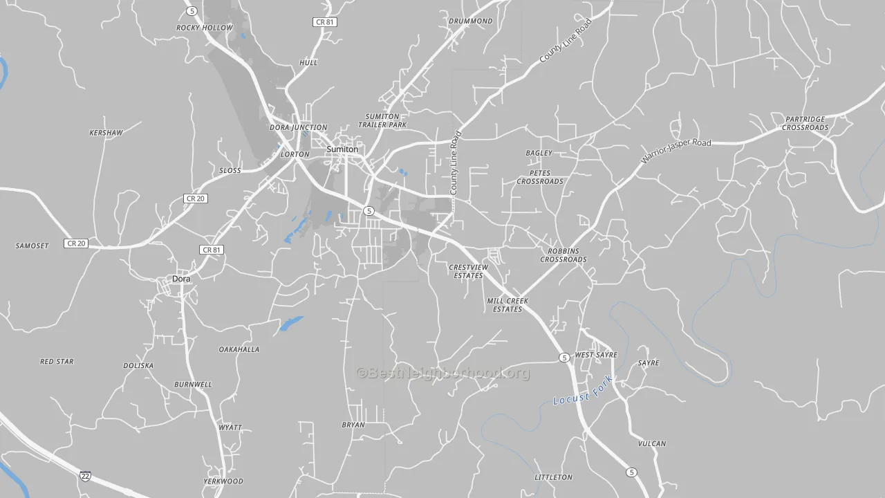 Transit Grade map of Dora, AL