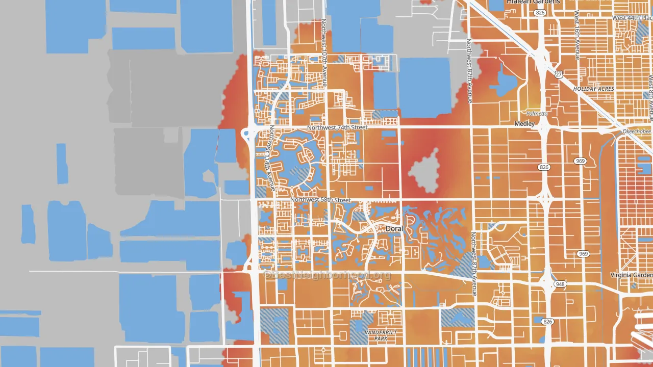 Transit Grade map of Doral, FL