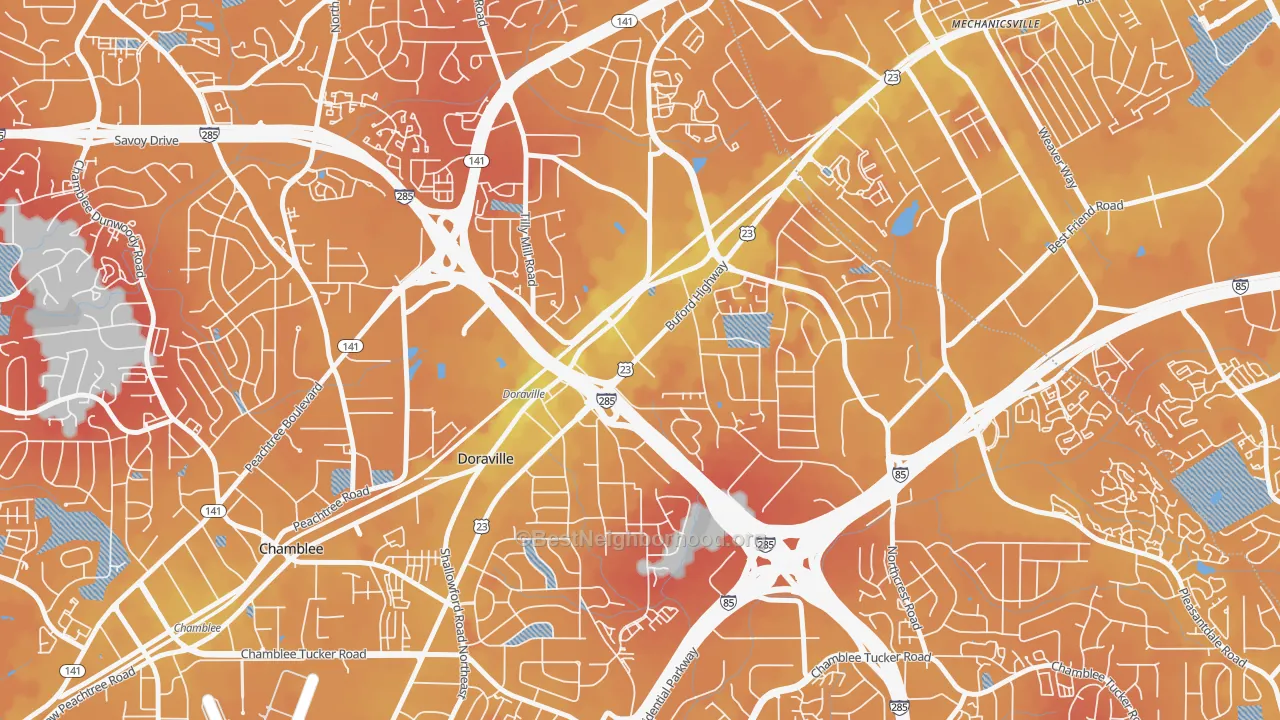 Transit Grade map of Doraville, GA