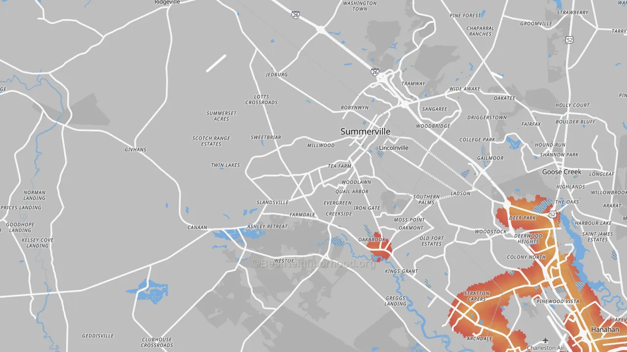 Transit Grade map of Dorchester County, SC